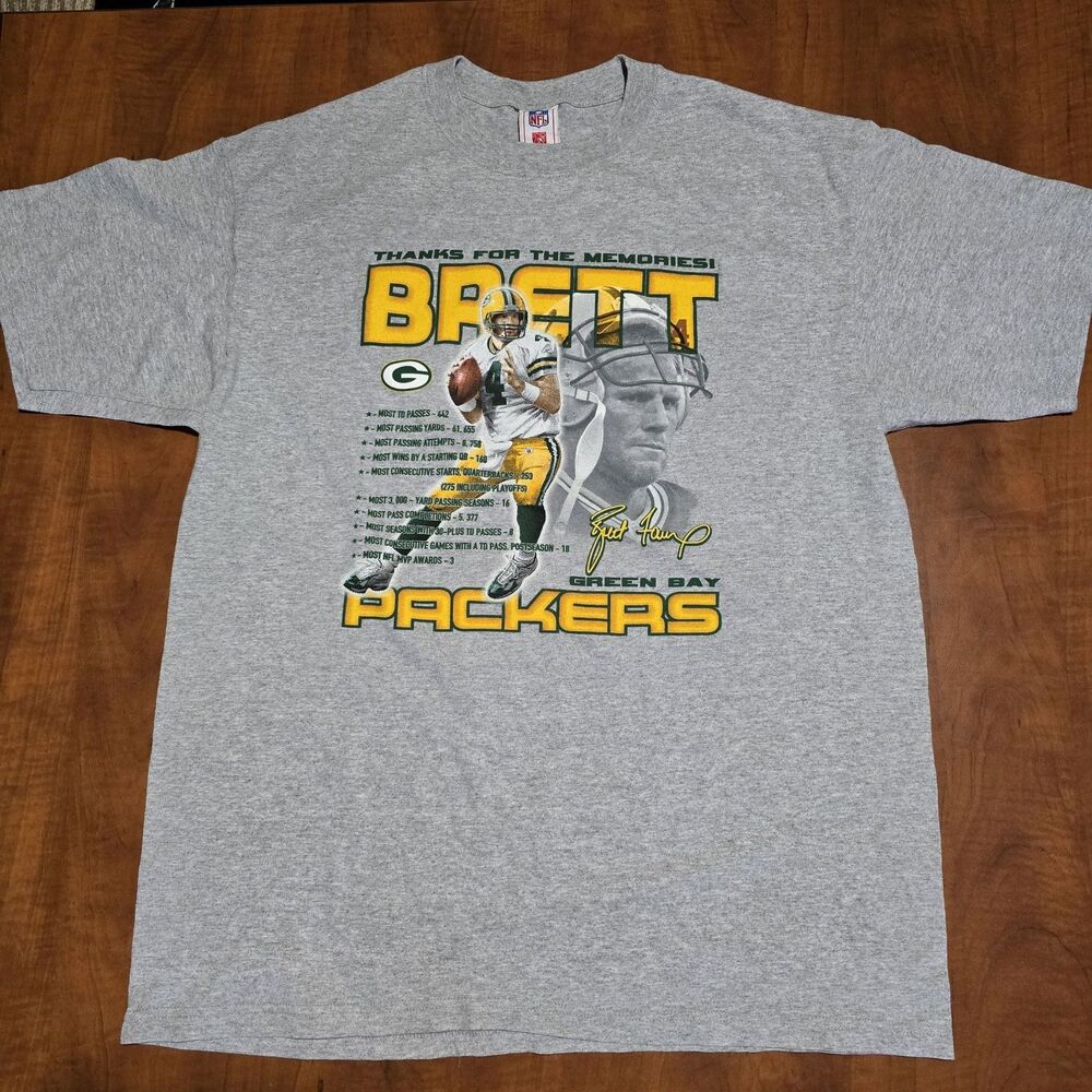 NFL Players Y2K Vintage Brett Favre Green Bay Packers Appreciation Tee XL